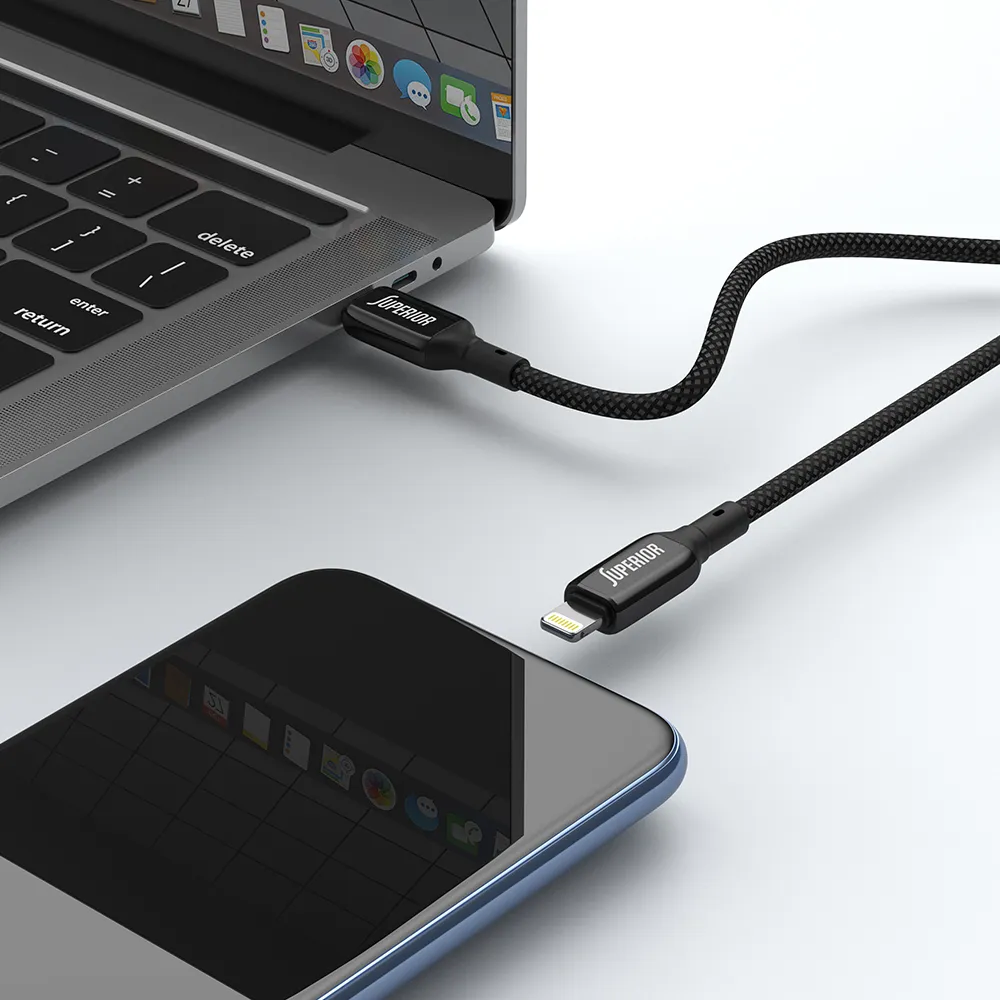 USB data kabal Superior SU-K105 Cink 27W 3A Type C na Lightning 1m crni