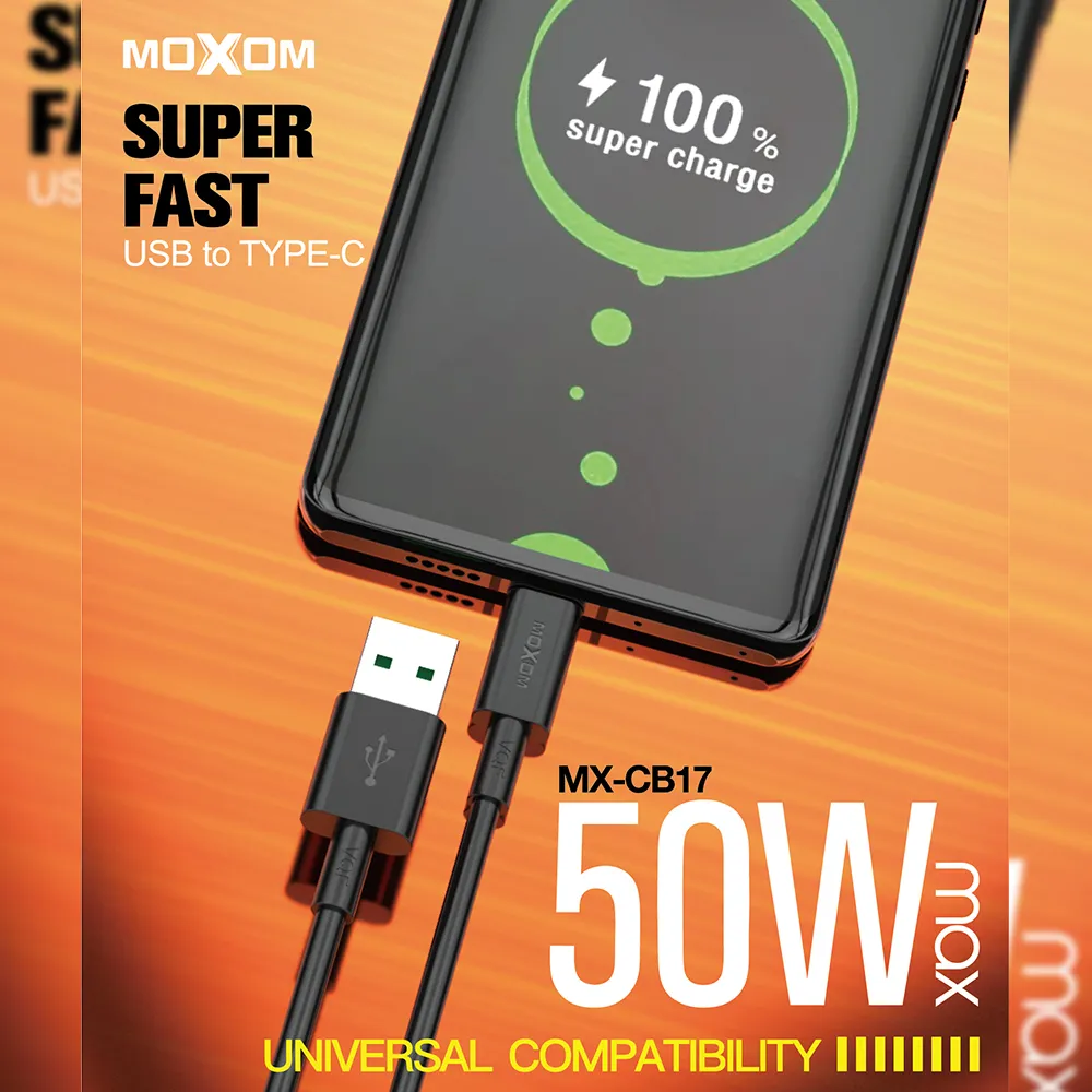 USB data kabal Moxom MX-CB17 Type-C crni