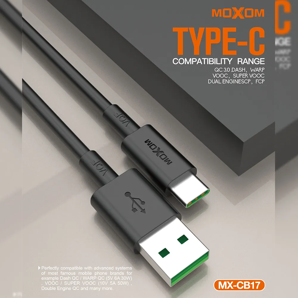 USB data kabal Moxom MX-CB17 Type-C crni