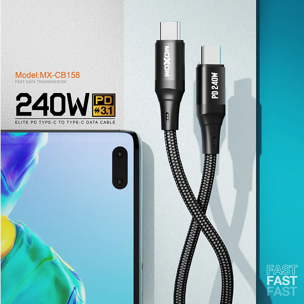USB data kabal Moxom MX-CB158 PD 240W Type-C na Type-C crni