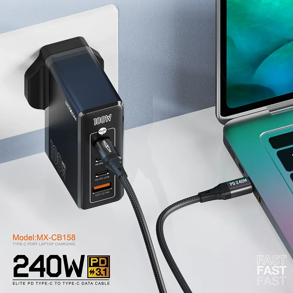USB data kabal Moxom MX-CB158 PD 240W Type-C na Type-C crni