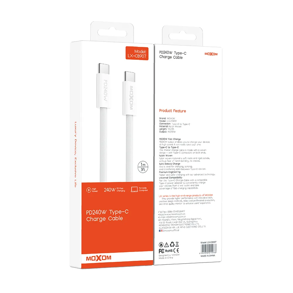USB data kabal Moxom LX-CB907 Type-C na Type-C crni