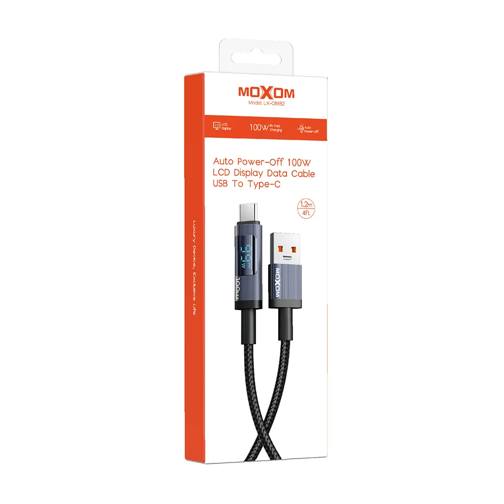 USB data kabal MOXOM LX-CB882 100W Type-C 1.2m crni