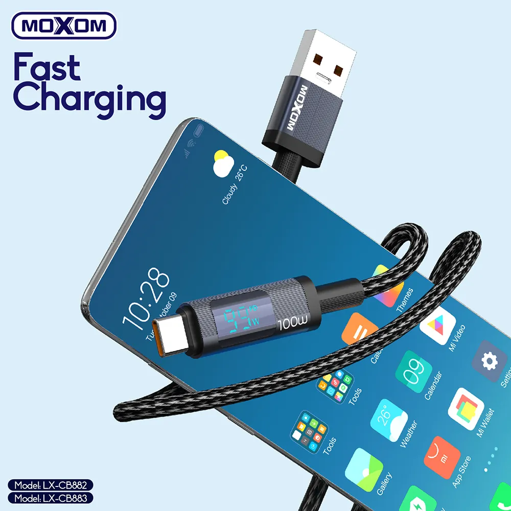 USB data kabal MOXOM LX-CB882 100W Type-C 1.2m crni