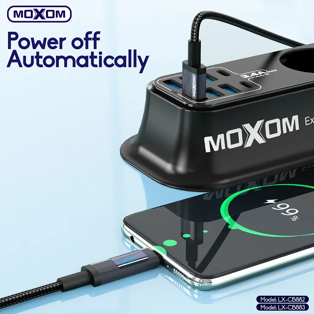 USB data kabal MOXOM LX-CB882 100W Type-C 1.2m crni