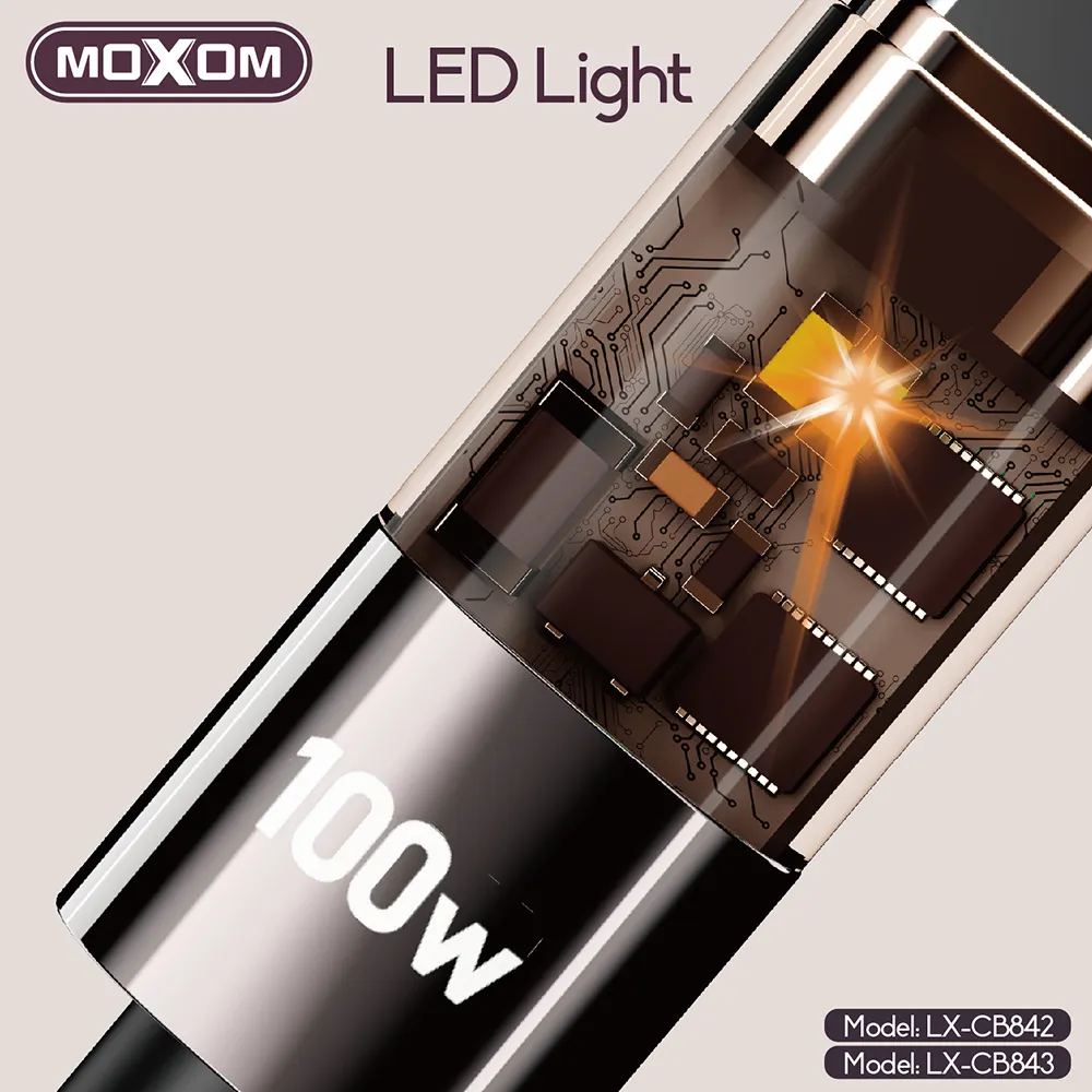 USB data kabal MOXOM LX-CB842 100W Type-C 1.2m crni