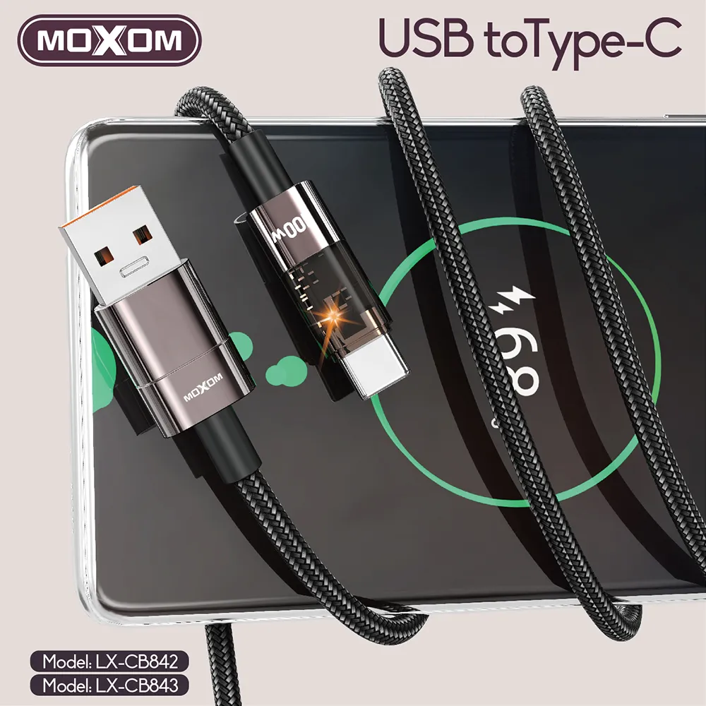 USB data kabal MOXOM LX-CB842 100W Type-C 1.2m crni
