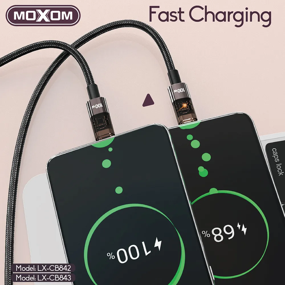 USB data kabal MOXOM LX-CB842 100W Type-C 1.2m crni
