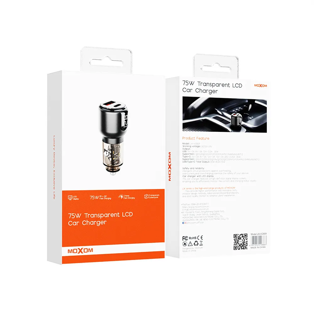 Auto punjac Moxom LX-VC809 PD+QC 75W crni