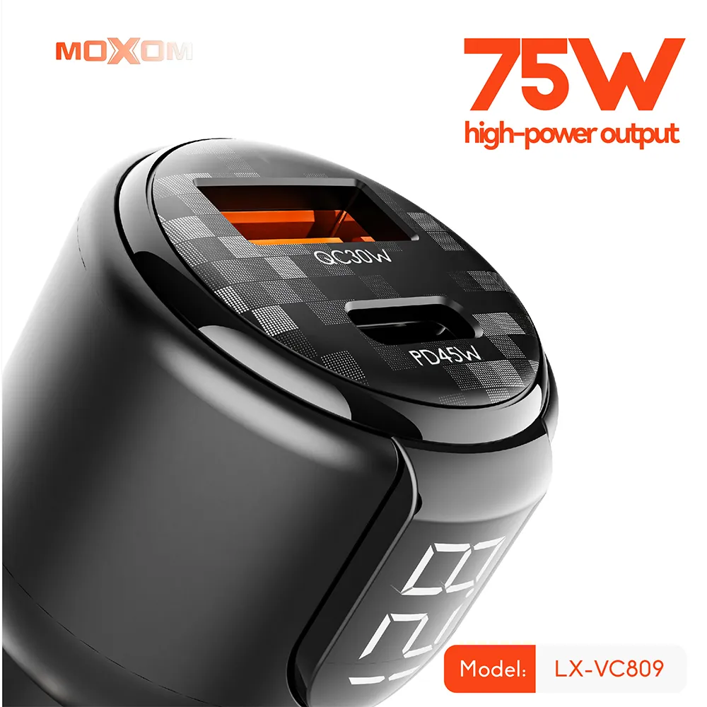 Auto punjac Moxom LX-VC809 PD+QC 75W crni