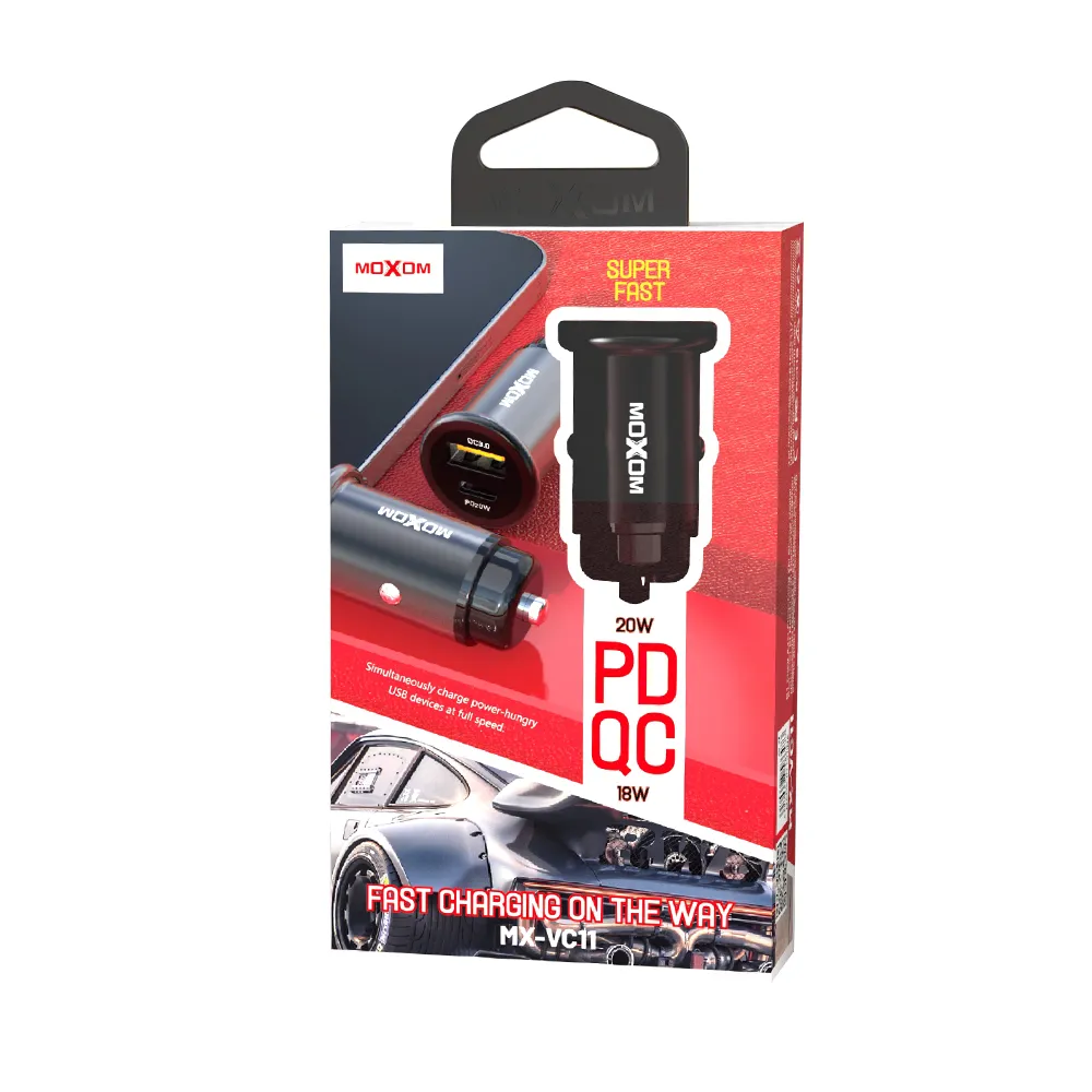 Auto punjac MOXOM MX-VC11 PD3.0+QC3.0 20W+18W crni
