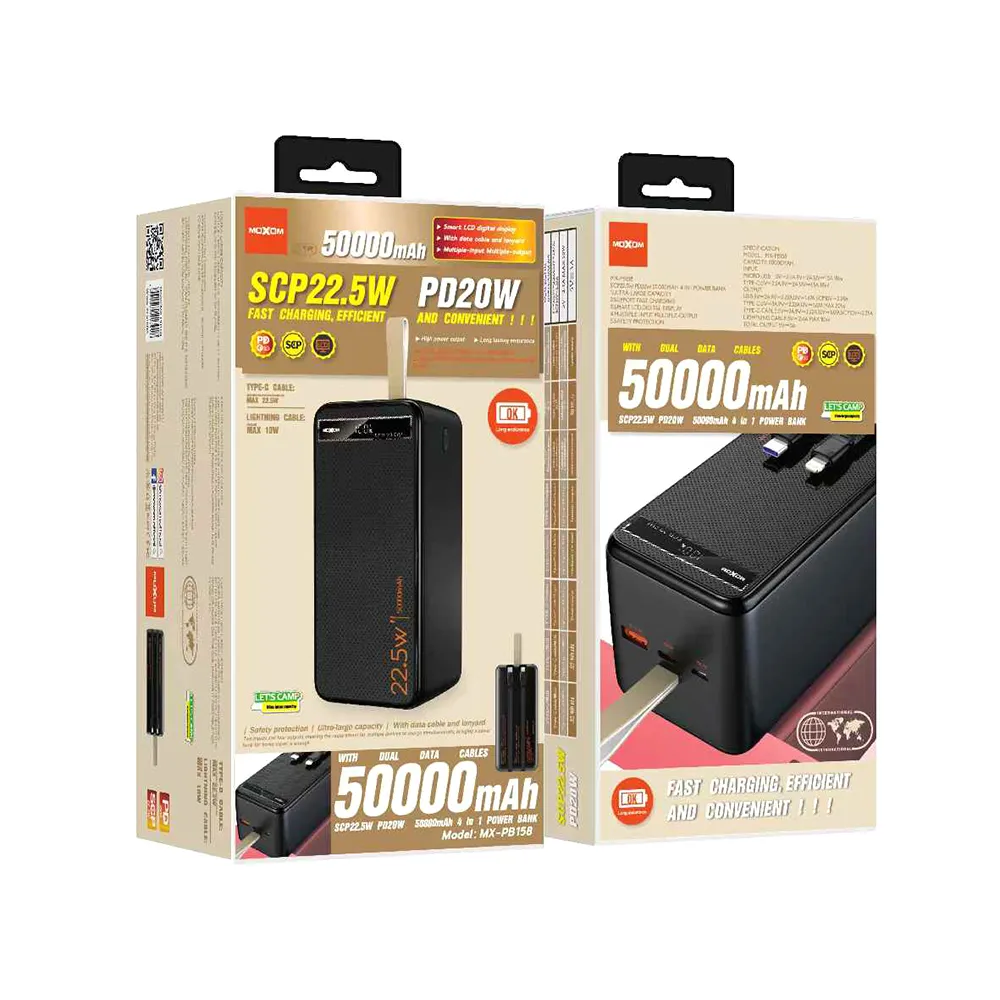 Power Bank Moxom-PB158 super fast USB/PD 22.5W/20W 50000 mAh black