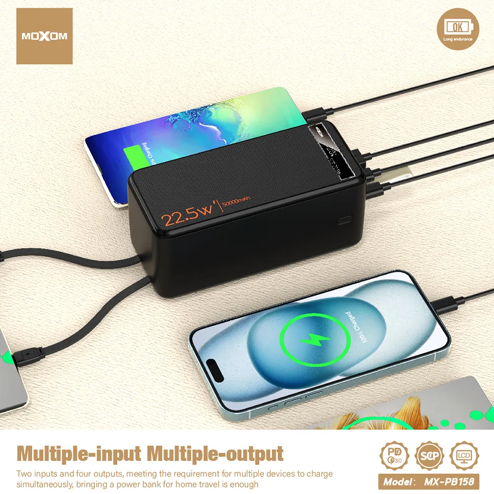 Power Bank Moxom-PB158 super fast USB/PD 22.5W/20W 50000 mAh black