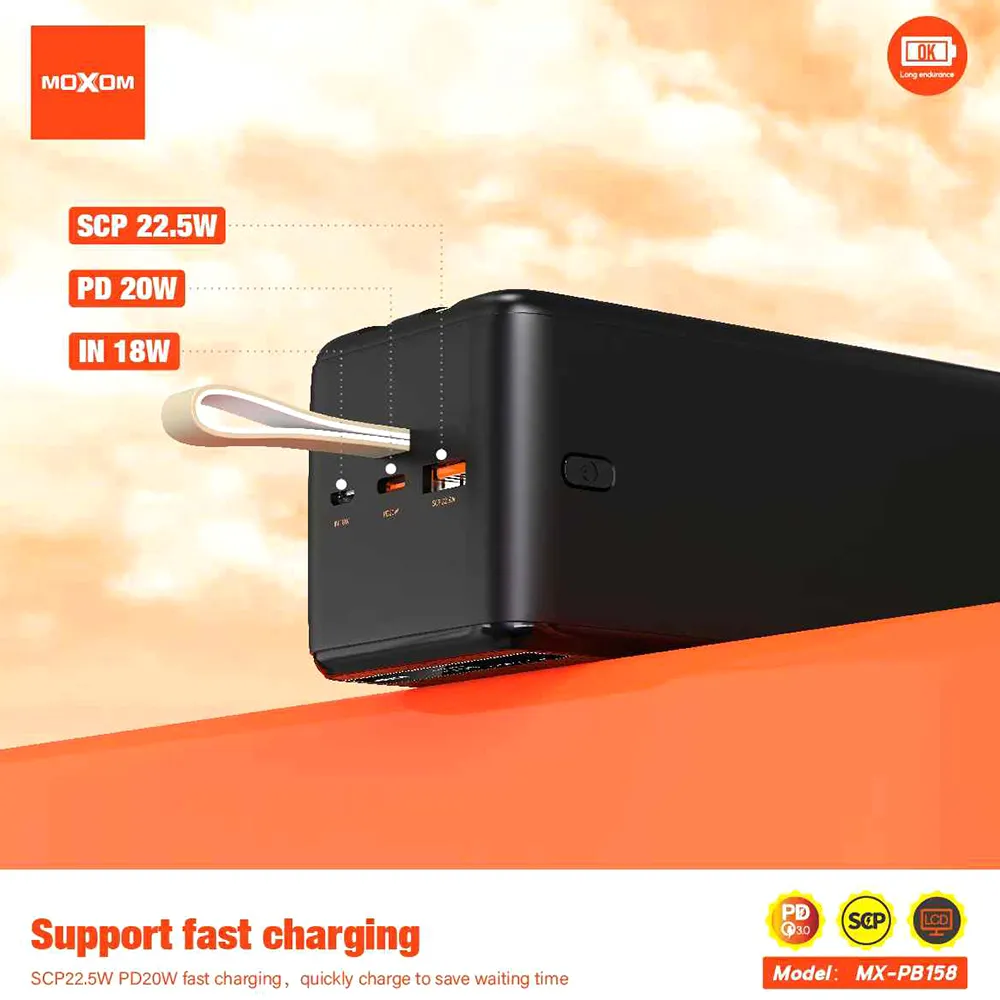 Power Bank Moxom-PB158 super fast USB/PD 22.5W/20W 50000 mAh black