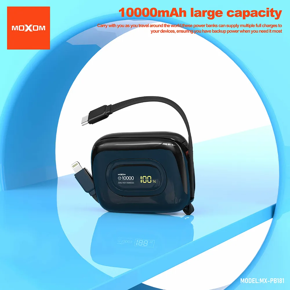 Power Bank Moxom-PB181 fast charging 22.5W 10000 mAh crni