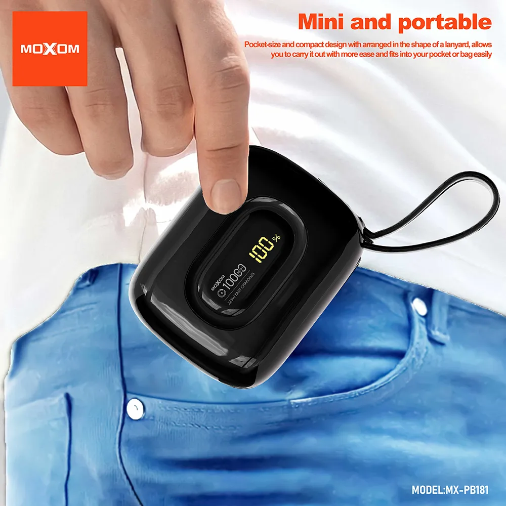 Power Bank Moxom-PB181 fast charging 22.5W 10000 mAh crni