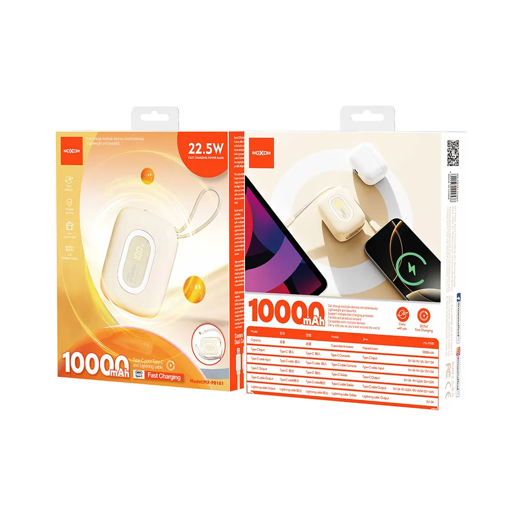 Power Bank Moxom-PB181 fast charging 22.5W 10000 mAh bez