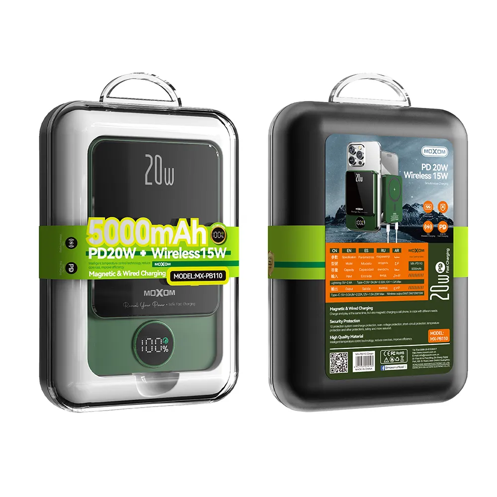 Power Bank MagSafe Moxom MX-PB110 LED PD20W 5000mAh zeleni