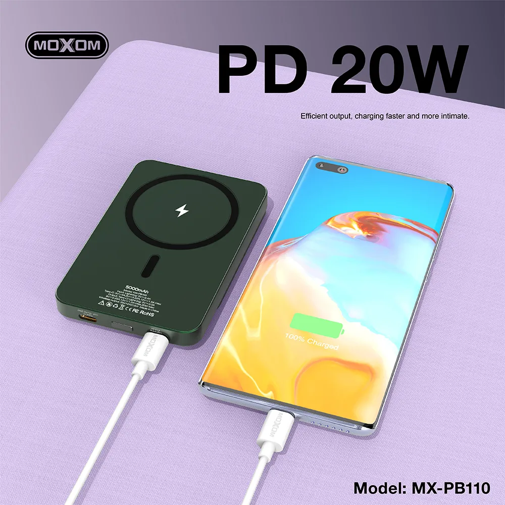Power Bank MagSafe Moxom MX-PB110 LED PD20W 5000mAh zeleni