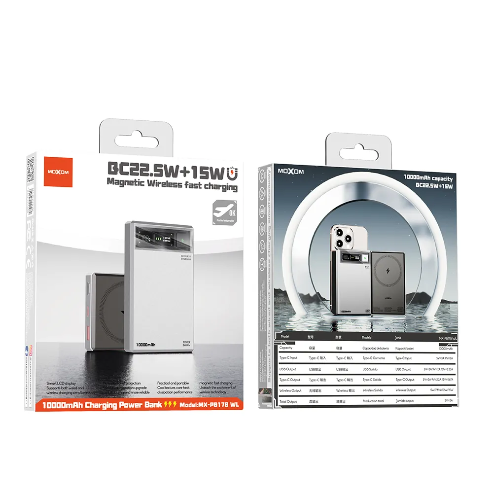 Power Bank Moxom MX-PB178 Meteorite Magnetic Wireless 10000mAh sivi