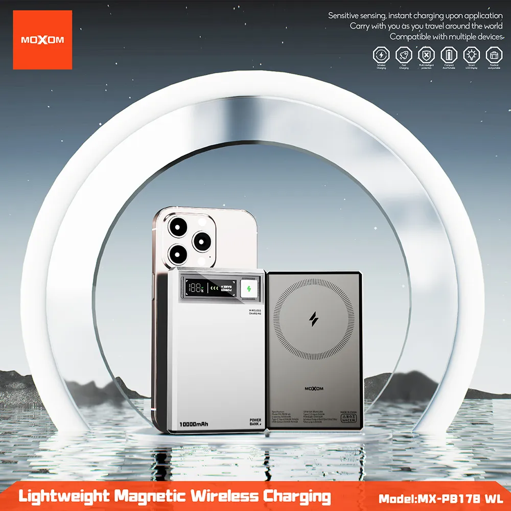 Power Bank Moxom MX-PB178 Meteorite Magnetic Wireless 10000mAh sivi