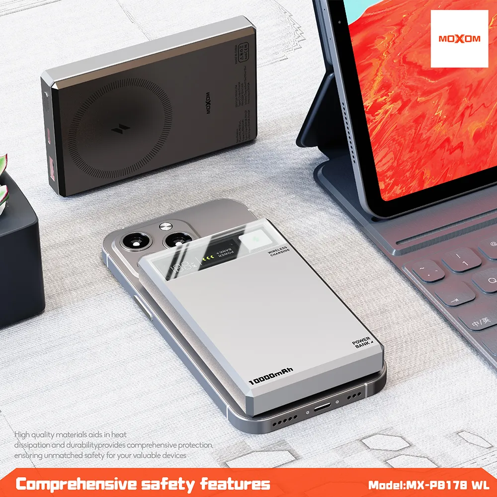 Power Bank Moxom MX-PB178 Meteorite Magnetic Wireless 10000mAh sivi