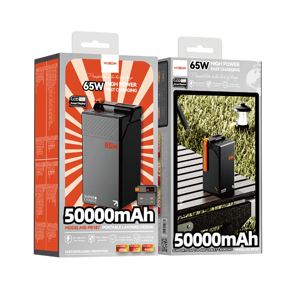 Power Bank Moxom MX-PB187 Esports high power fast charging 65W 50000mAh 4A crni