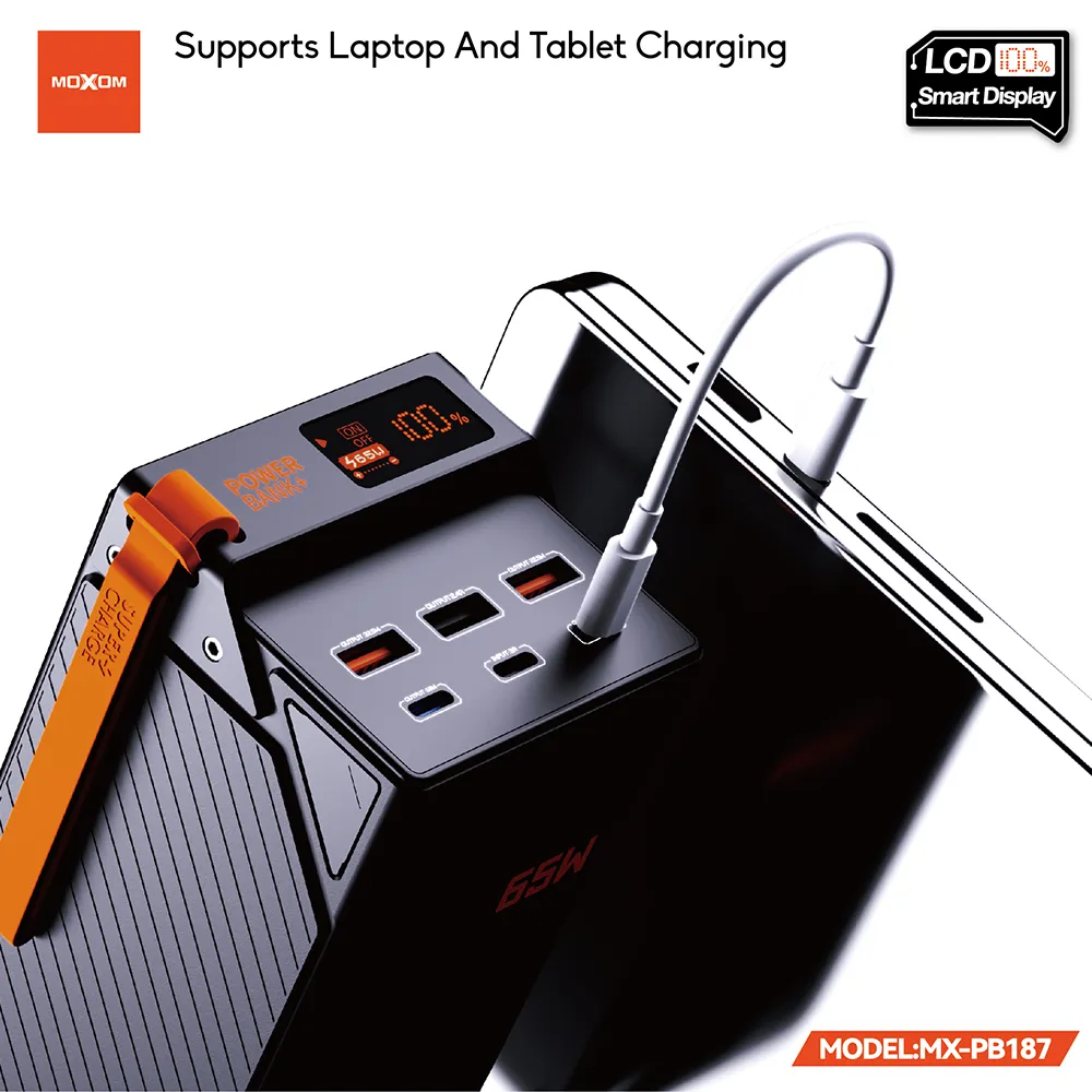 Power Bank Moxom MX-PB187 Esports high power fast charging 65W 50000mAh 4A crni