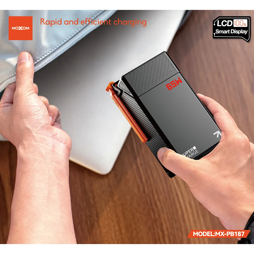 Power Bank Moxom MX-PB187 Esports high power fast charging 65W 50000mAh 4A crni