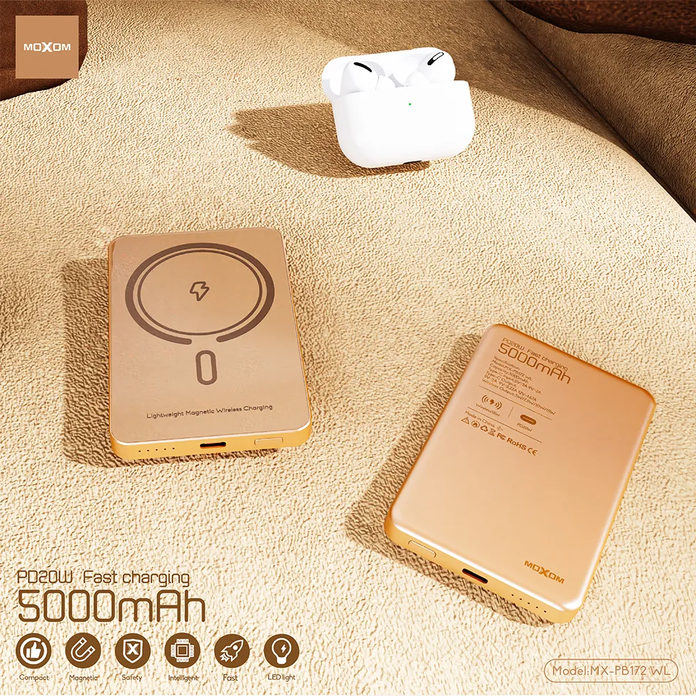 Power Bank Magsafe Moxom MX-PB172 SCP 22.5W + PD 20W 5000mAh zlatni