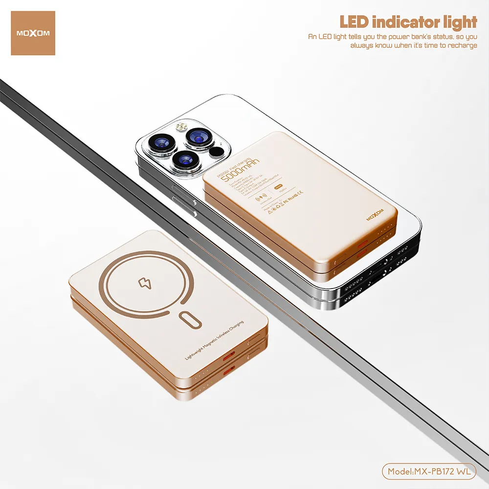 Power Bank Magsafe Moxom MX-PB172 SCP 22.5W + PD 20W 5000mAh zlatni