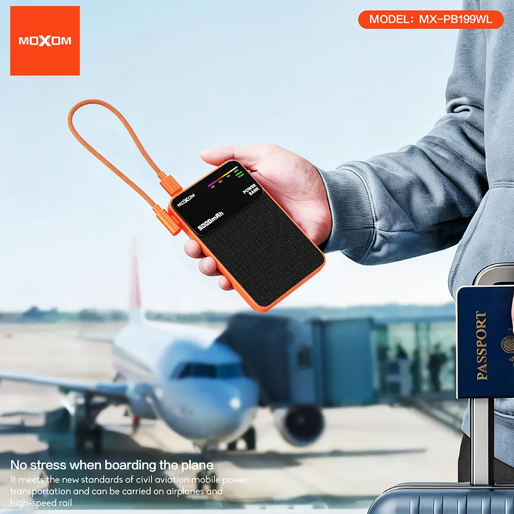 Power Bank Magsafe Moxom MX-PB199 fast PD 20W + wireless 15W Type C - Type C 5000mAh narandzasti