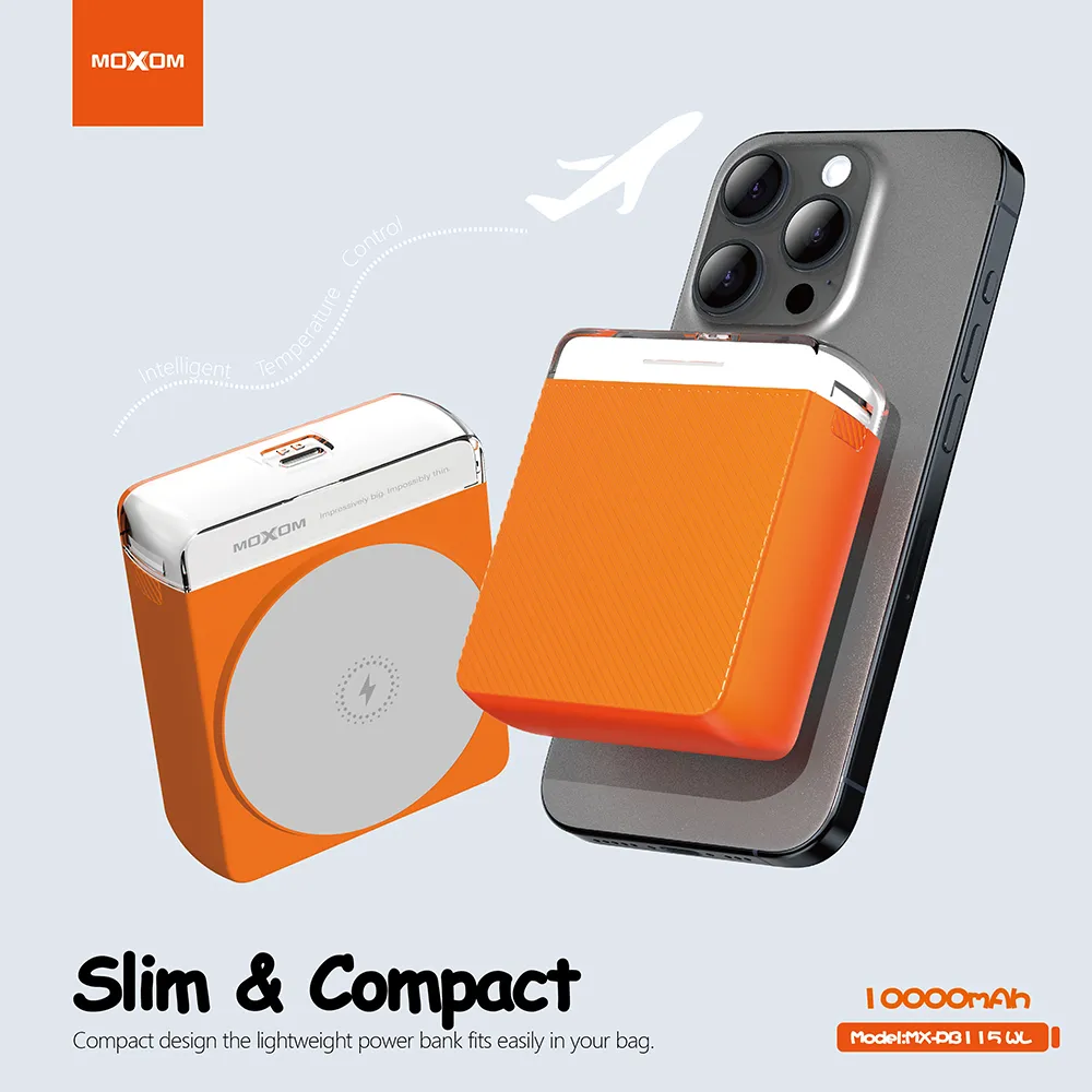 Power Bank MagSafe Moxom MX-PB115 PD20W + QC18W 10000mAh narandzasti