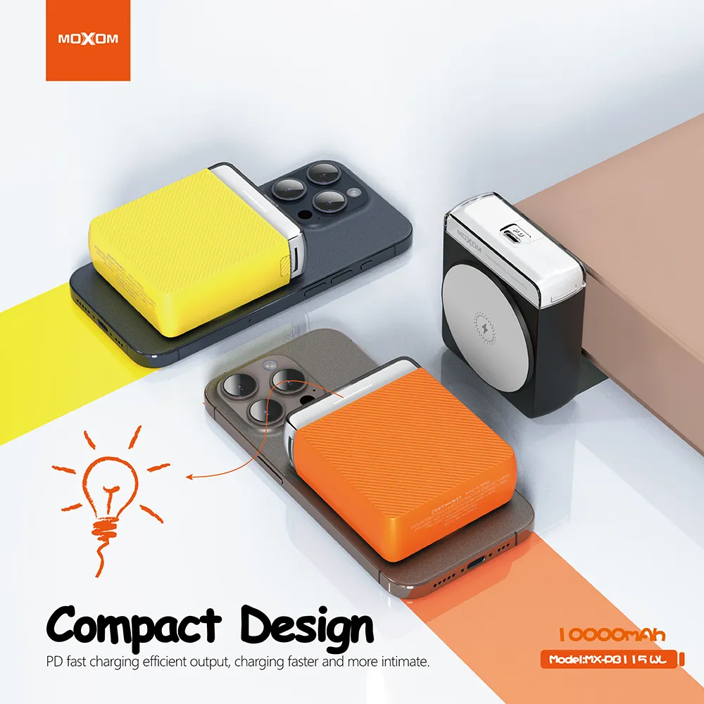 Power Bank MagSafe Moxom MX-PB115 PD20W + QC18W 10000mAh narandzasti