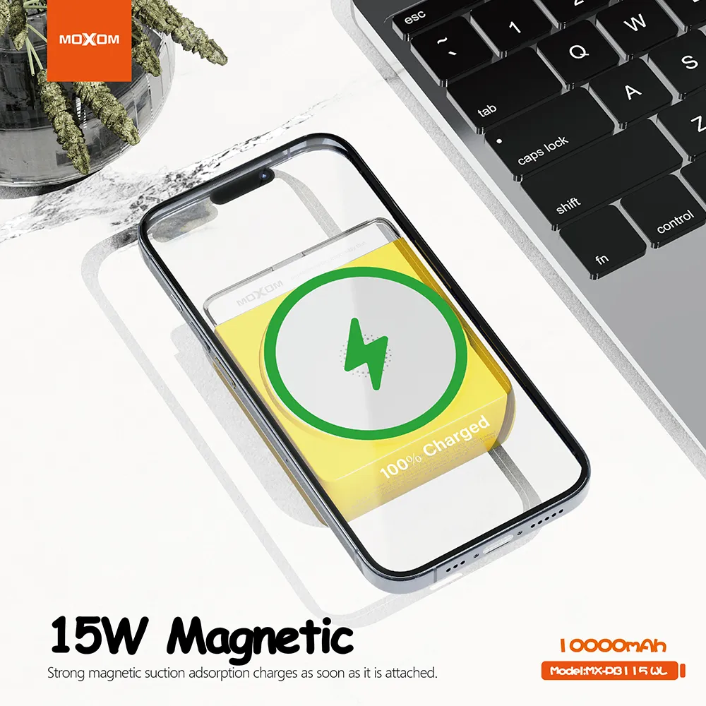 Power Bank MagSafe Moxom MX-PB115 PD20W + QC18W 10000mAh narandzasti