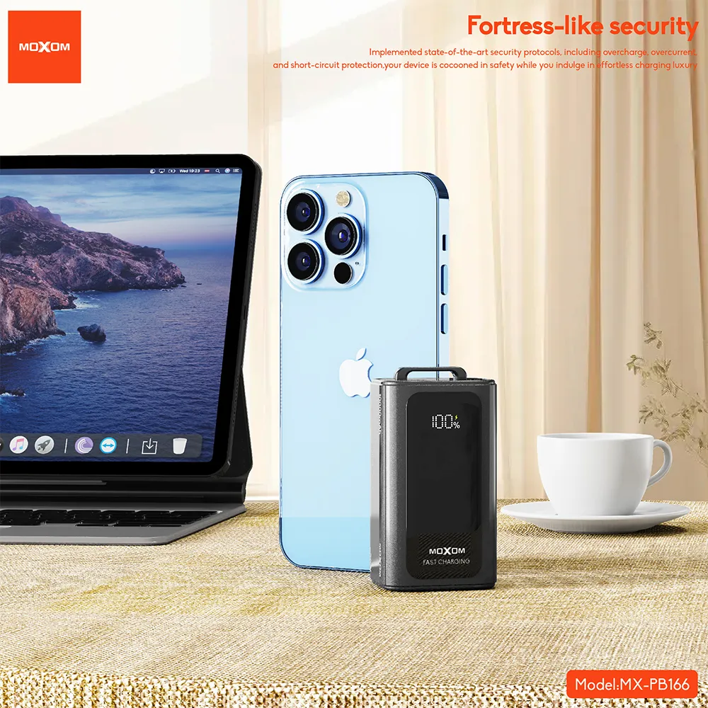 Power Bank Moxom MX-PB166 Hurricane PD 20W + QC 22.5W 10000mAh crni