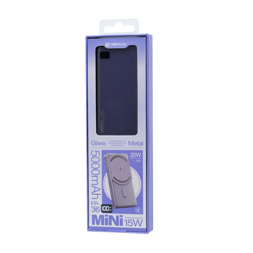 Power Bank MagSafe REMAX Aurora FP-36 PD 20W + wireless 15W 5000mAh ljubicasti