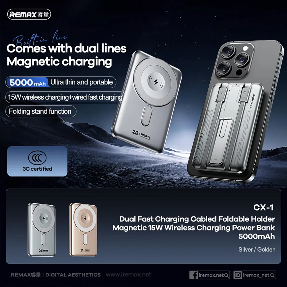 Power Bank Magsafe REMAX CX-1 15W 5000mAh srebrni