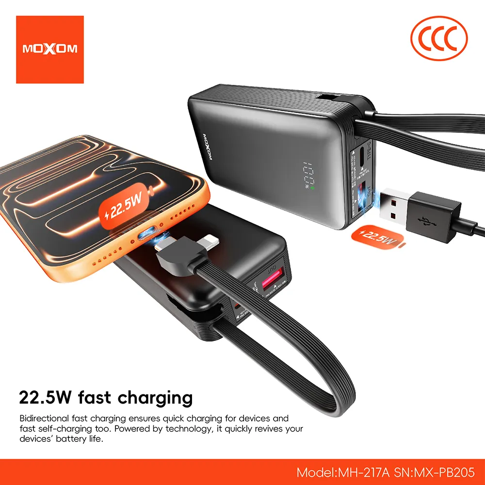 Power Bank Moxom MX-PB205 Mini fast charge 22.5W 10000mAh crni