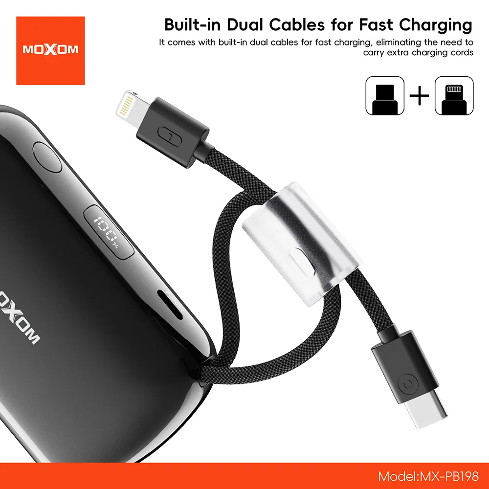Power Bank Moxom MX-PB198 Mini fast charge 22.5W 10000mAh crni