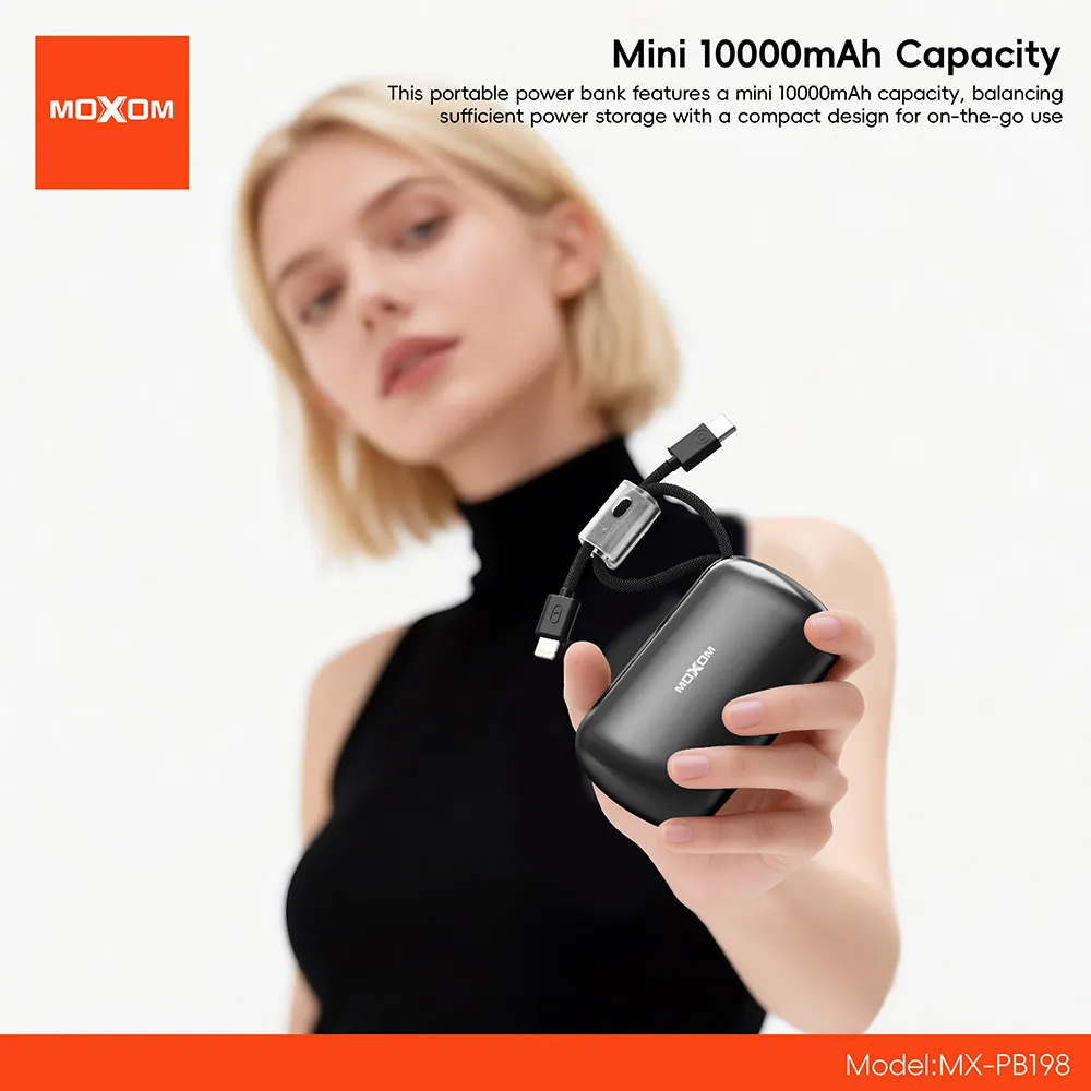 Power Bank Moxom MX-PB198 Mini fast charge 22.5W 10000mAh crni