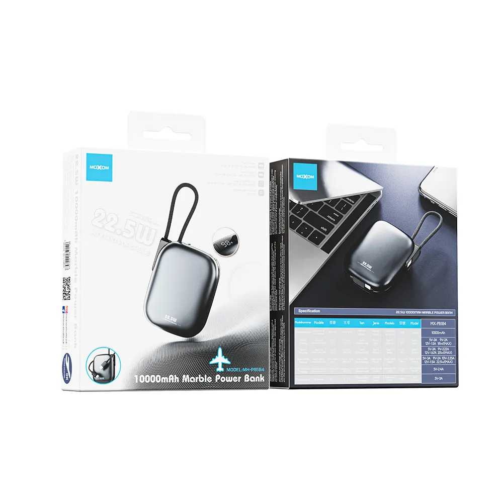 Power Bank Moxom MX-PB184 Marble PD20W + SCP22.5W 10000mAh crni