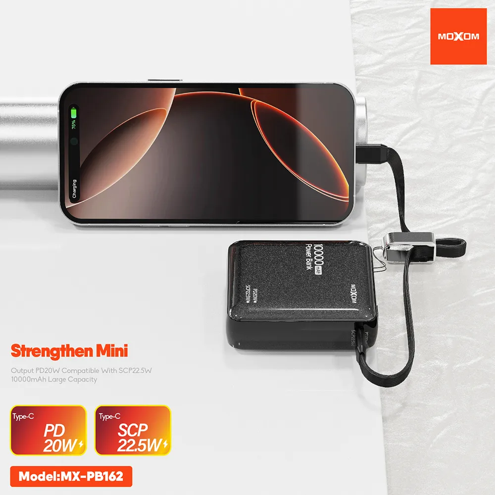 Power Bank Moxom MX-PB162 Mini Cookie PD20W + SCP22.5W 10000mAh crni