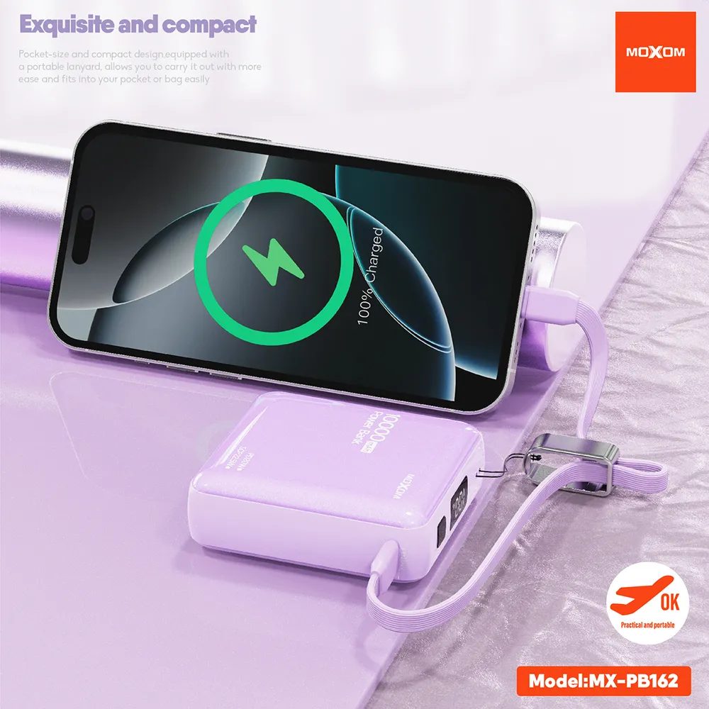 Power Bank Moxom MX-PB162 Mini Cookie PD20W + SCP22.5W 10000mAh crni