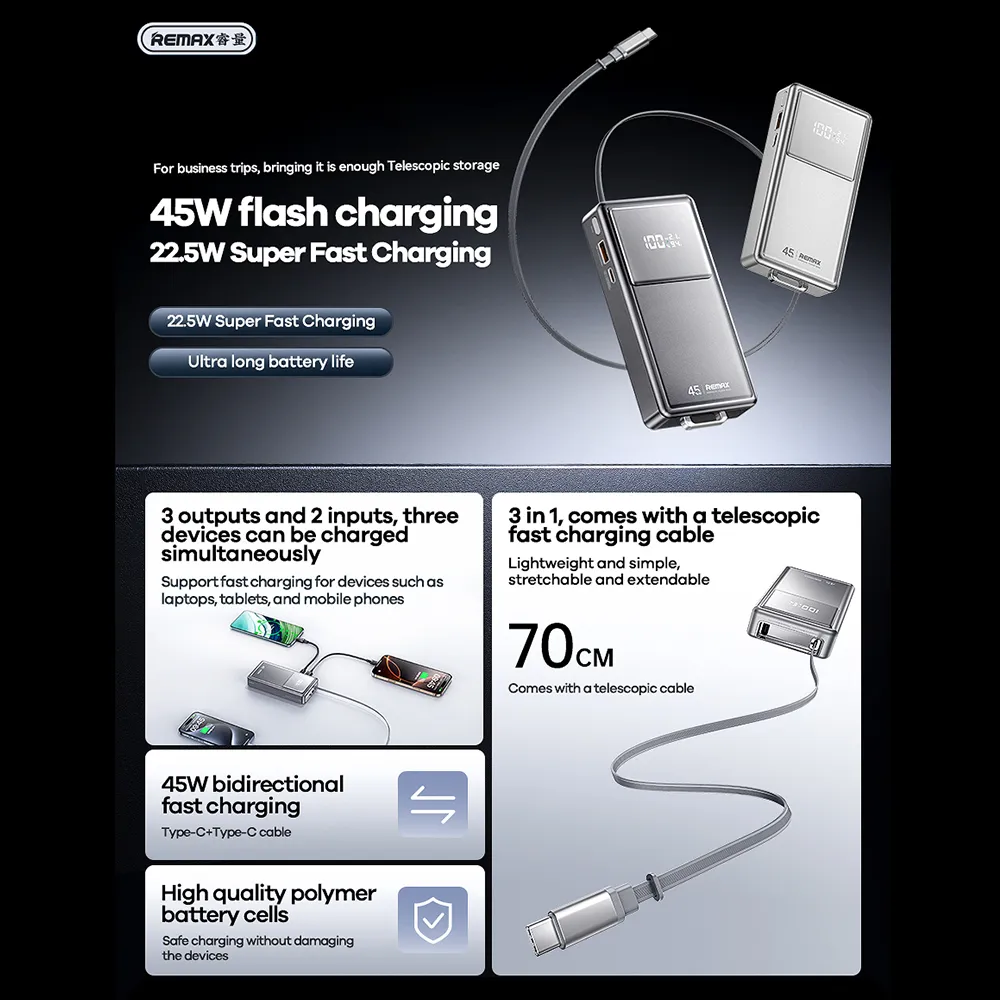 Power Bank REMAX FCP-30 45W Type-C Fast charge 20000mAh tarnish