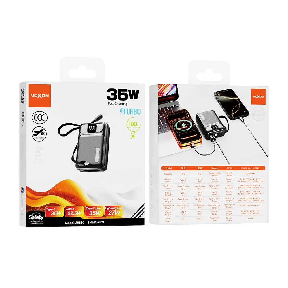 Power Bank Moxom Turbo MX-PB211 35W Fast charging 20000mAh crni