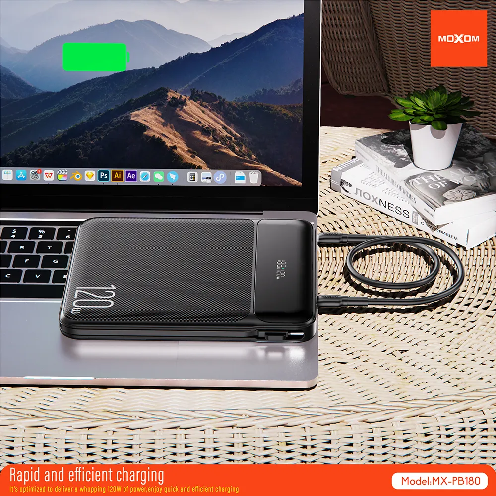 Power Bank Moxom Utopia MX-PB180 120W Super fast charging 20000mAh crni