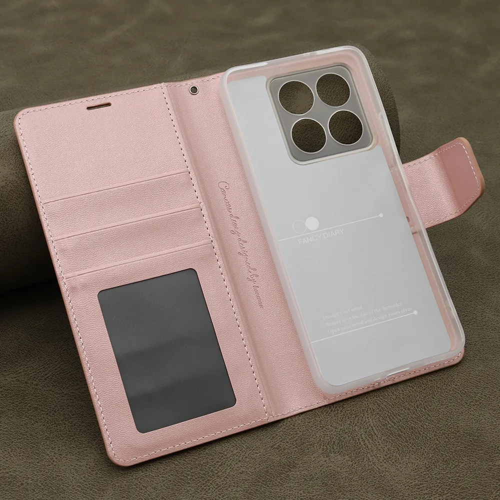 Futrola BI FOLD HANMAN II za Xiaomi 14T svetlo roze
