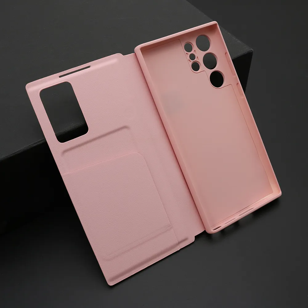 Futrola BI FOLD Smart Window za Samsung S908B Galaxy S22 Ultra 5G roze