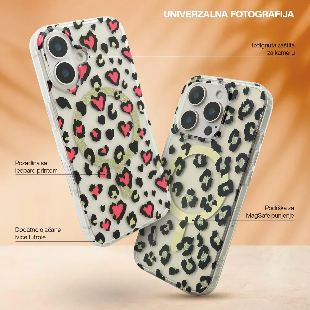 Futrola LEOPARD MagSafe za iPhone 15 Pro (6.1) roze